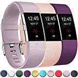 GEAK Replacement Bands for Fitbit Charge 2, Adjustable Classic Wristbands for Fitbit Charge 2, Small Lavender Blushpink Plum
