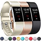GEAK for Fitbit Charge 2 Bands 3-Pack, Special Edition Sports Replacement Bands for, Small Champagne Rosegold Black