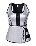 FeelinGirl Neoprene Body Shaper Waist Trainer Tummy Fat Burner Sweat Tank Top Weight Loss Shapewear (Silver, 3X-Large)