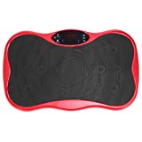 ANCHEER Fitness Massage Vibration Plate, Remote Control Whole Full Body Shaped Workout Exercise Platform Machine with USB Speaker & Two Resistance Bands (Red One)