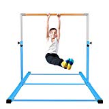 Gymmatsdirect Gymnastics Junior Training Bar – Adjustable Horizontal Kip Bar for Kids, 4.2′ Wide 6′ Long 36″-59″ High, Blue