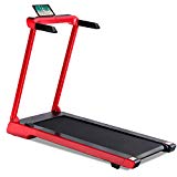 Goplus 2.25 HP Folding Treadmill Electric Cardio Fitness Jogging Running Machine Portable Motorized Power Slim Treadmill with Sports App and LED Display (Red)