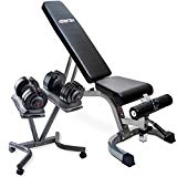 Merax Home Gym Deluxe Adjustable Dial Dumbbell & Foldable Utility Weight Bench Set (With Dumbell Stand)