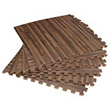 Forest Floor 3/8″ Thick Printed Wood Grain Interlocking Foam Floor Mats, 200 Sq Ft (50 Tiles), Walnut