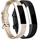 Tobfit for Fitbit Alta Bands(2 PACK), Small, Champagne Gold/Black
