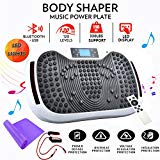 Reliancer Built-in Music Player Fitness Vibration Platform Whole Full Body Shaped Crazy Fit Plate Massage Workout Trainer Exercise Machine Plate w/Integrated USB Port&LED Light (W/Music-White)