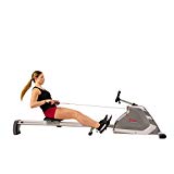 Sunny Health & Fitness Magnetic Rowing Machine Rower with High Weight Capacity, Dual Resistance, Programmable Monitor and Aluminum Slide Rail – SF-RW5854