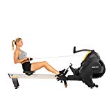 Sunny Health & Fitness Asuna Windmill Air Magnetic Rowing Machine Rower with 14 lb Flywheel, Air and Magnetic Resistance, High Weight Capacity, Performance Monitor and Aluminum Slide Rail