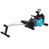 Goplus Water Rowing Machine Indoor Water Rower with Adjustable Resistance Water Wheel LCD Monitor & Heart Rate Sensor Full Body Exercise for Home Use