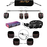 PKBQUEEN Expandable Spreader Metal Bar with 3D Embossed Leather Adjustable Straps Set Position Master Sports Safe Training Aid Wrist Ankle Weight Home Yoga