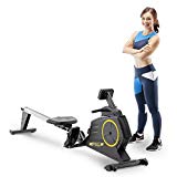 Circuit Fitness Deluxe Foldable Magnetic Rowing Machine with 8 Resistance Setting & Transport Wheels – Yellow