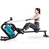 Merax Water Rowing Machine – Fitness Indoor Water Rower with LCD Monitor Home Gym Equipment (Black)