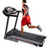 Merax Heavy Duty Electric Folding Treadmill Running Jogging Machine, Shock-Absorbing Double Layer Running Board, Large LCD Panel with Phone/Pad/Cup Holder (Black)