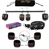 PKBQUEEN Expandable Spreader Metal Bar with 3D Embossed Leather Adjustable Straps Set Position Master Sports Safe Training Aid Wrist Ankle Weight Home Yoga